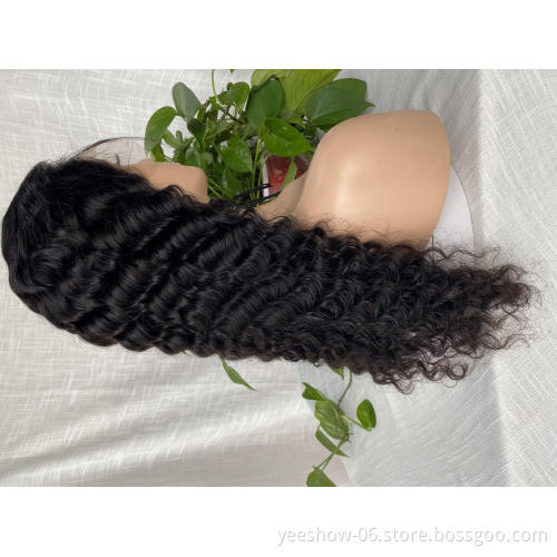 2021highlighted human hair brown transparent for women deep wave braiding silk base lace wig